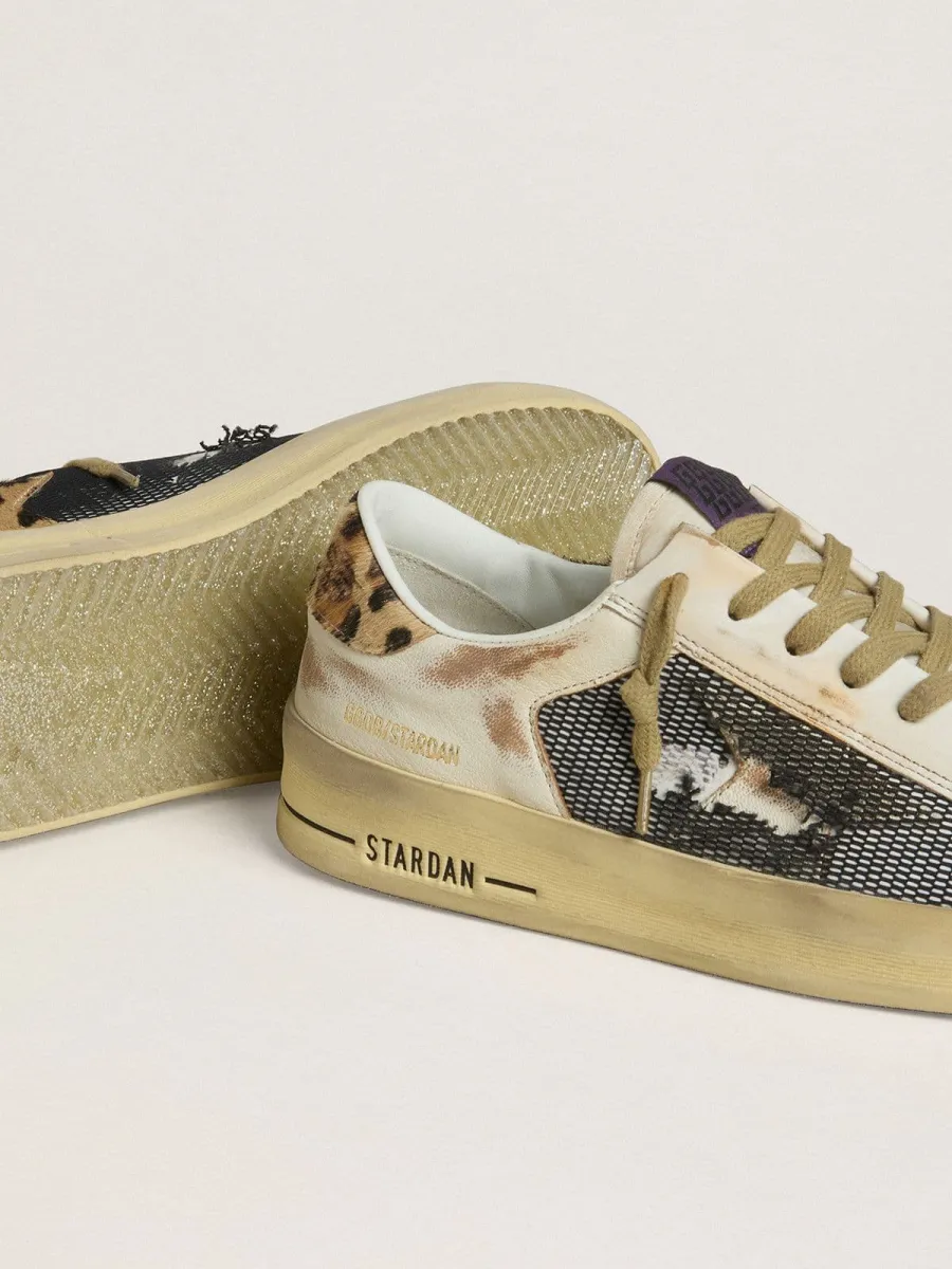 Stardan Donna in nappa e rete con talloncino in cavallino leopardato