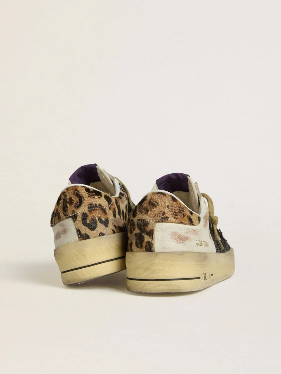 Stardan Donna in nappa e rete con talloncino in cavallino leopardato