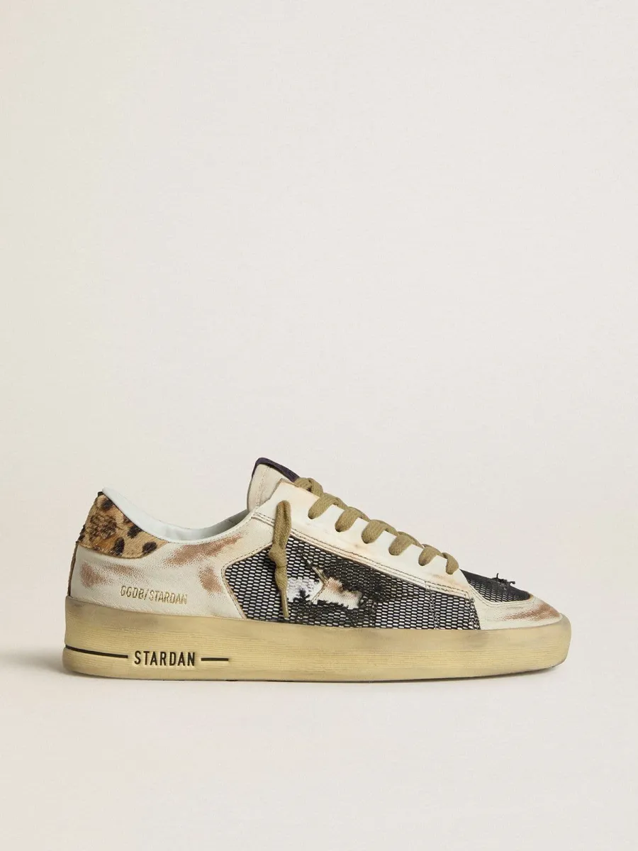 Stardan Donna in nappa e rete con talloncino in cavallino leopardato