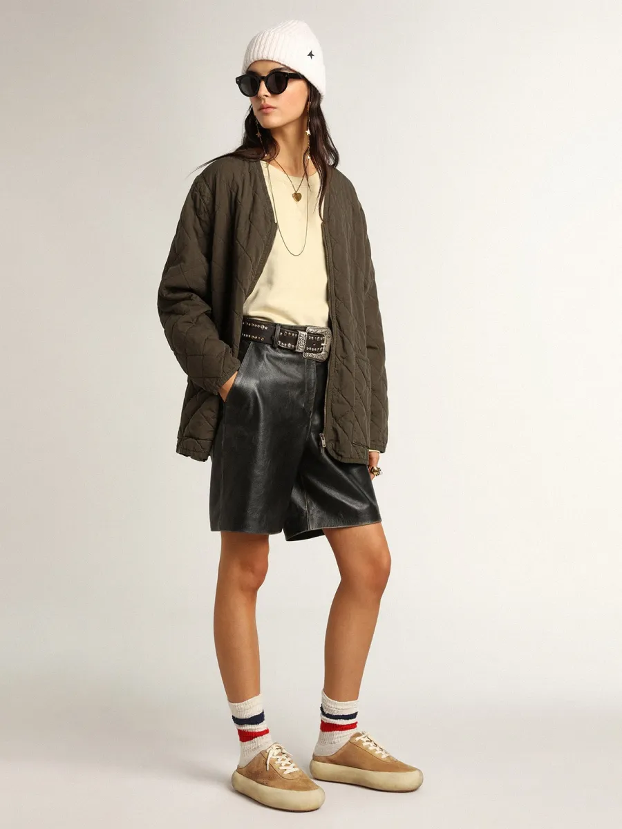 Space-Star Sabot Donna in suede tabacco con stella traforata