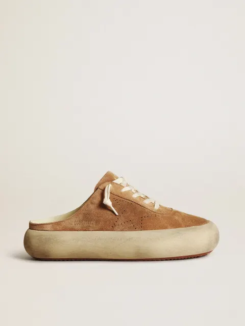 Space-Star Sabot Donna in suede tabacco con stella traforata