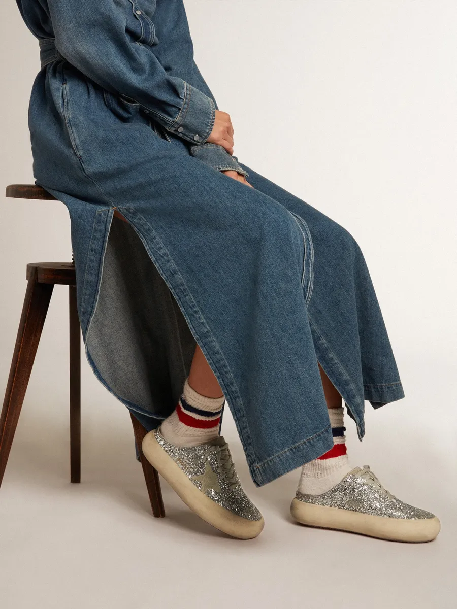 Space-Star Sabot Donna in glitter con stella e linguetta ghiaccio