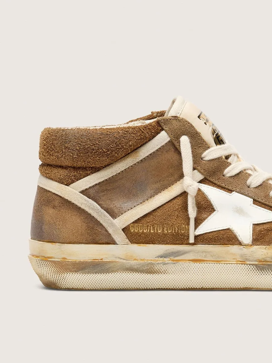 Mid Star Donna LAB in suede color ruggine con stella in pelle bianca