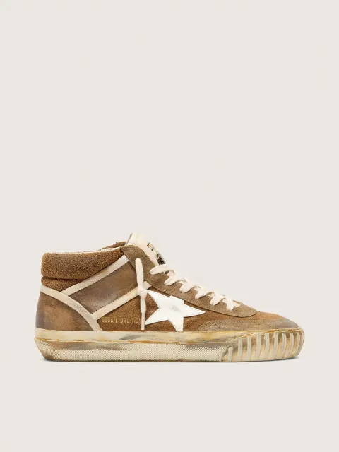 Mid Star Donna LAB in suede color ruggine con stella in pelle bianca
