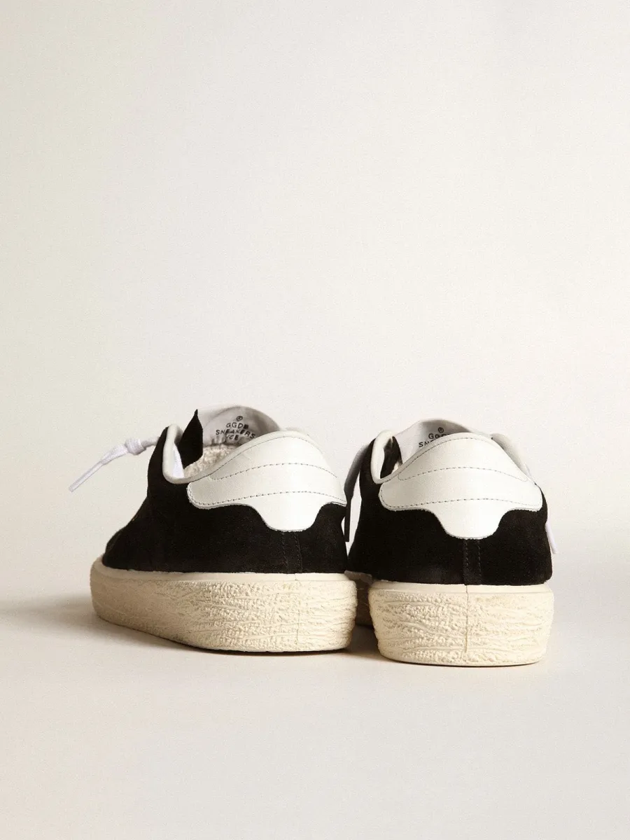 Tennis Donna in suede nere con talloncino in pelle bianca