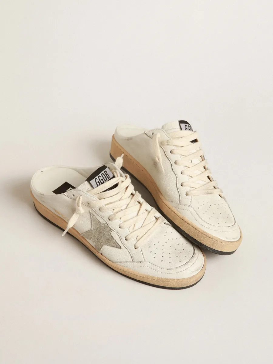 Ball Star Sabot in nappa con stella in suede grigio ghiaccio