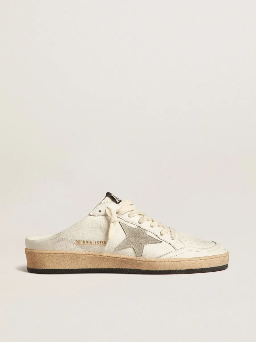 Ball Star Sabot in nappa con stella in suede grigio ghiaccio