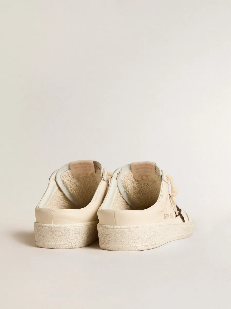 Ball Star Sabot in nappa avorio con stella in glitter bronzo