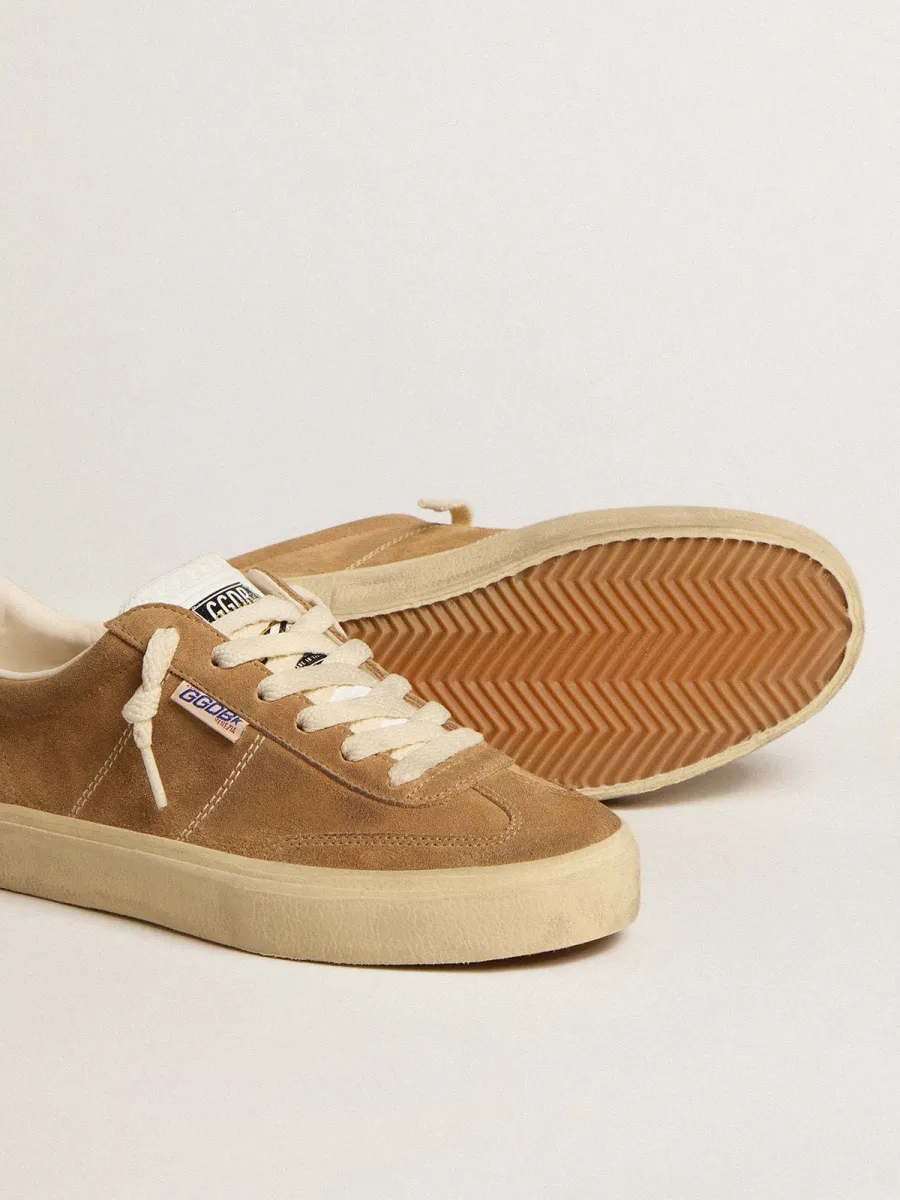 Soul Star Donna in suede color cammello con talloncino e linguetta in pelle bianca