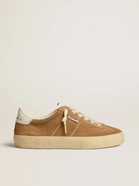 Soul Star Donna in suede color cammello con talloncino e linguetta in pelle bianca