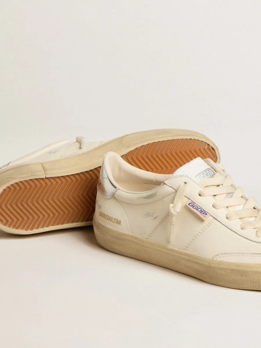 Soul Star in nappa bianca con talloncino in pelle laminata argento