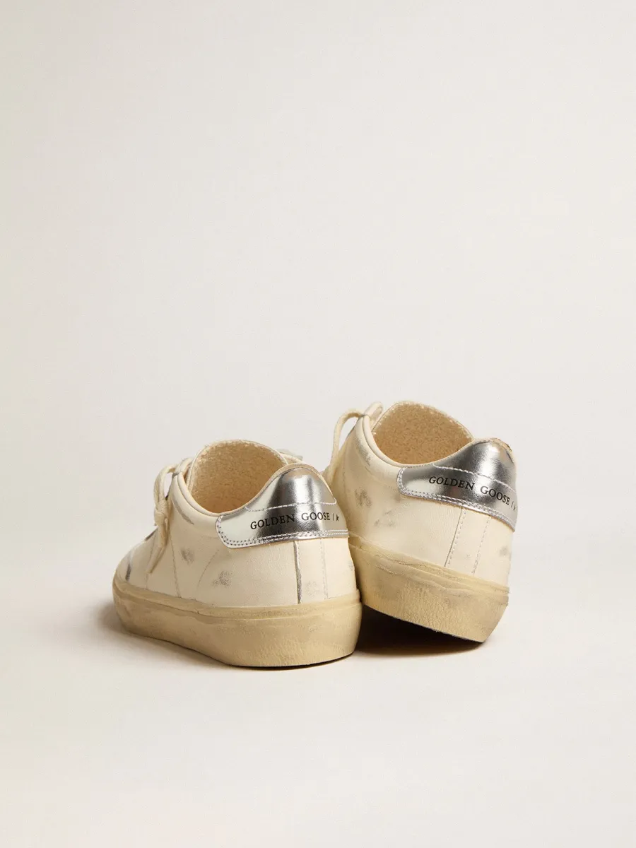 Soul Star in nappa bianca con talloncino in pelle laminata argento