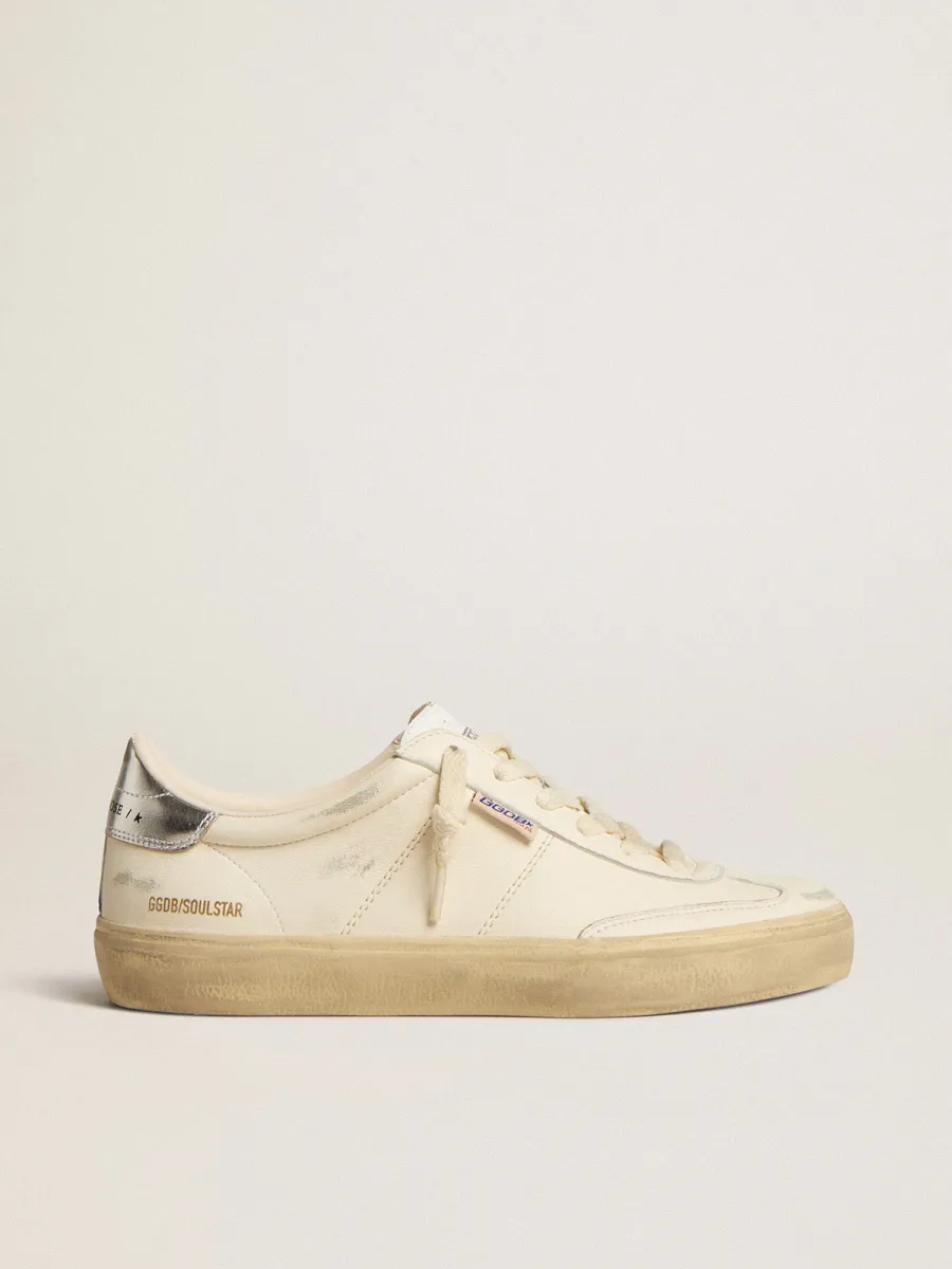 Soul Star in nappa bianca con talloncino in pelle laminata argento