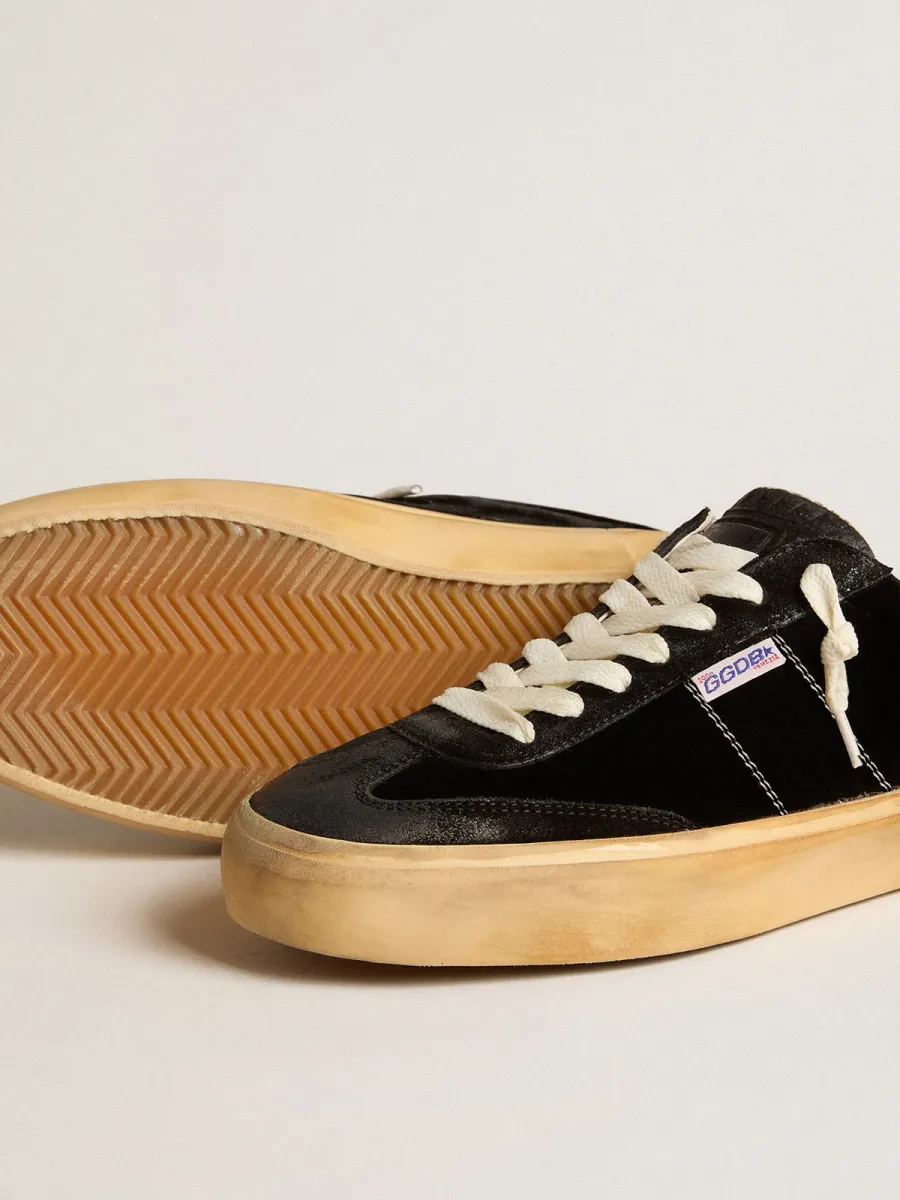 Soul Star in velluto nero con talloncino in pelle bianca