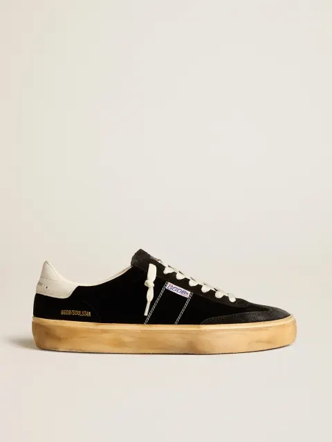 Soul Star in velluto nero con talloncino in pelle bianca