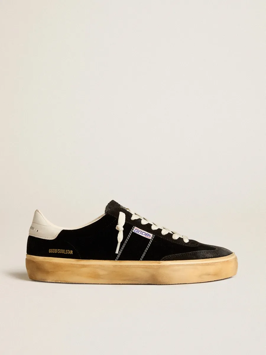 Soul Star in velluto nero con talloncino in pelle bianca