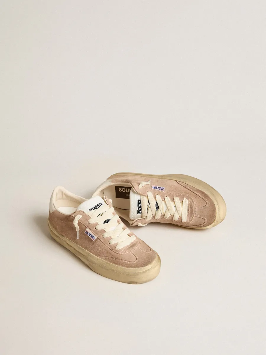 Soul Star Donna in suede rosa con talloncino in pelle bianco latte