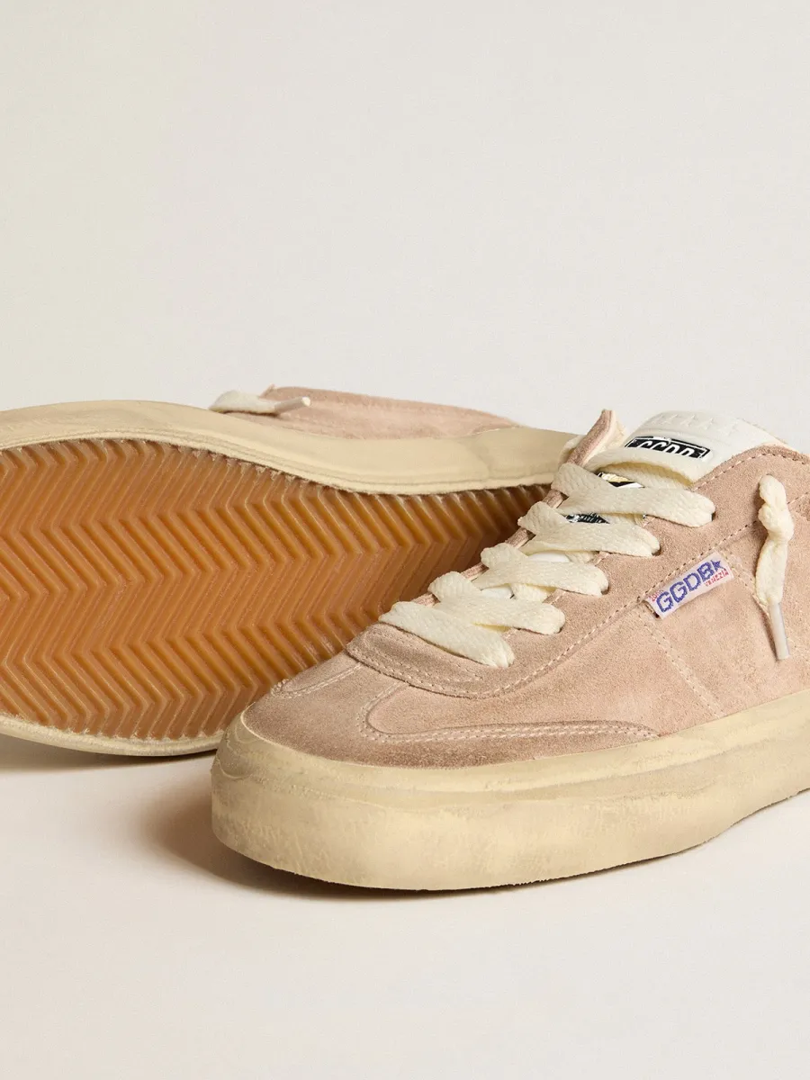 Soul Star Donna in suede rosa con talloncino in pelle bianco latte