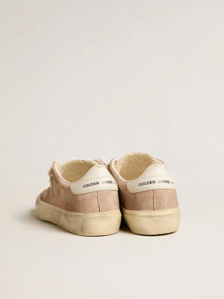Soul Star Donna in suede rosa con talloncino in pelle bianco latte