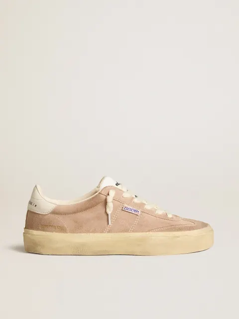 Soul Star Donna in suede rosa con talloncino in pelle bianco latte
