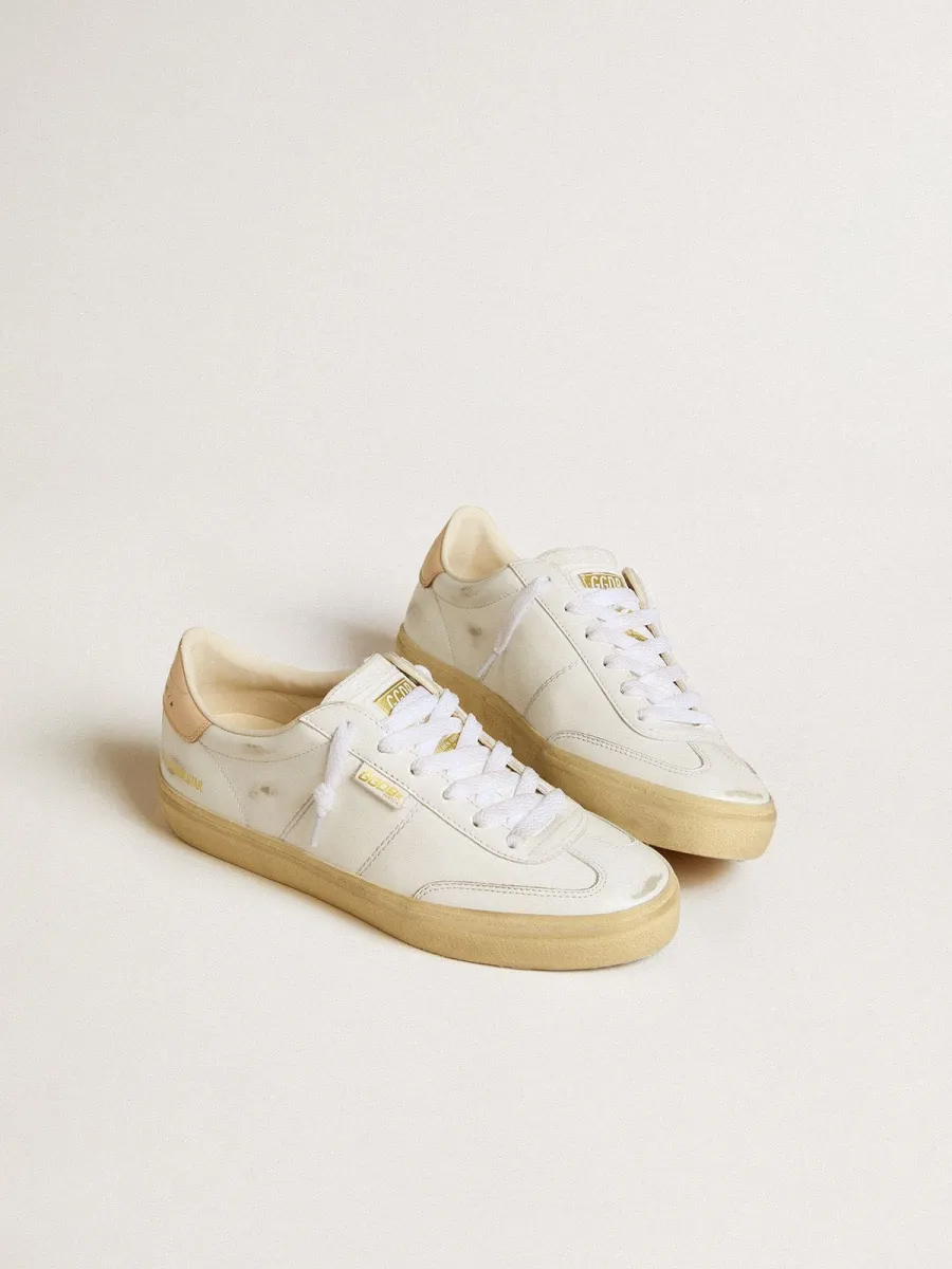Soul Star Donna in pelle bianca con talloncino in pelle rosa