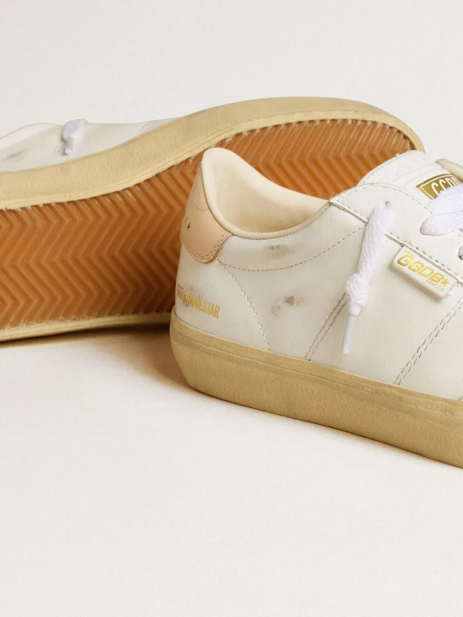 Soul Star Donna in pelle bianca con talloncino in pelle rosa