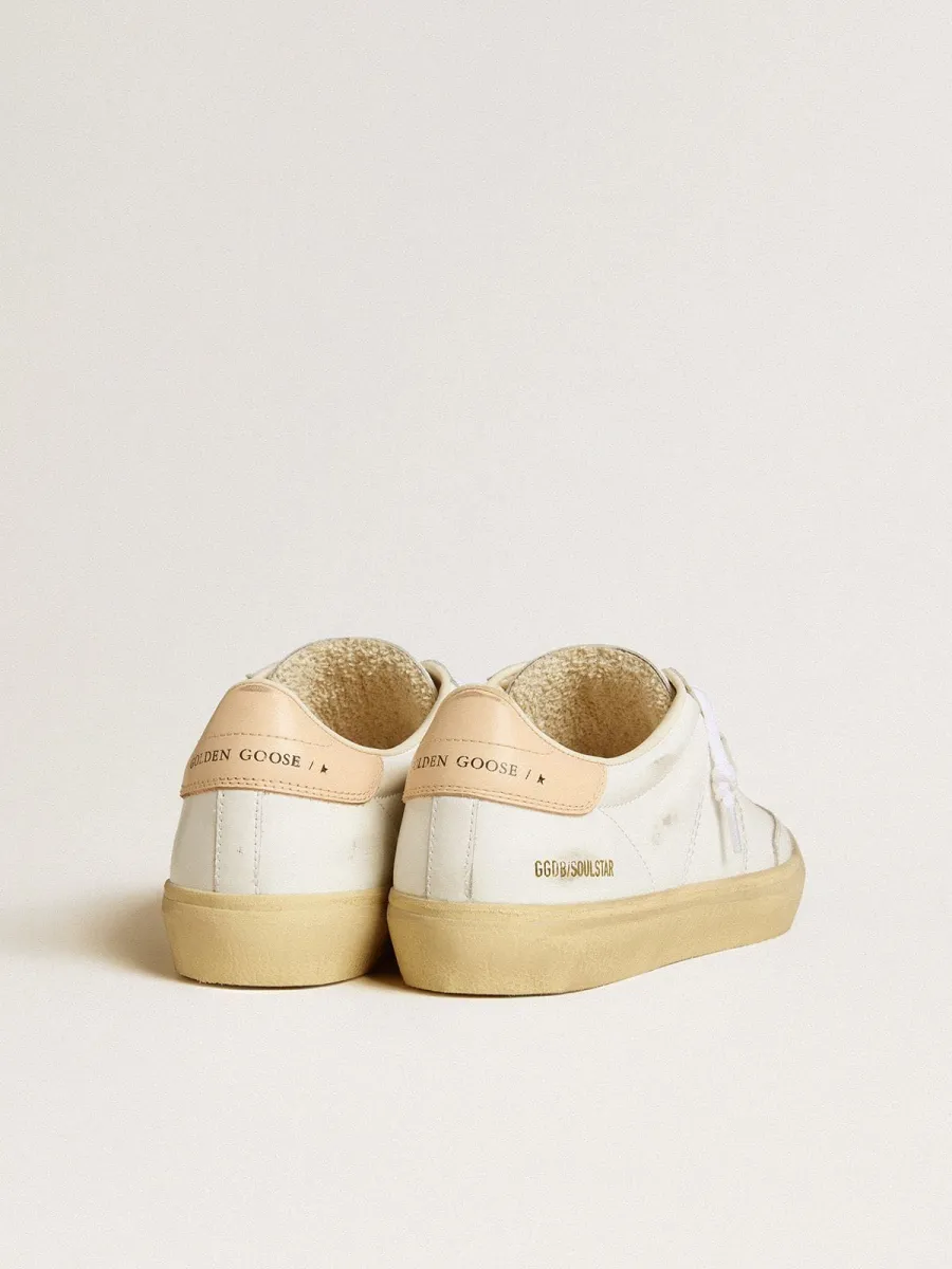 Soul Star Donna in pelle bianca con talloncino in pelle rosa