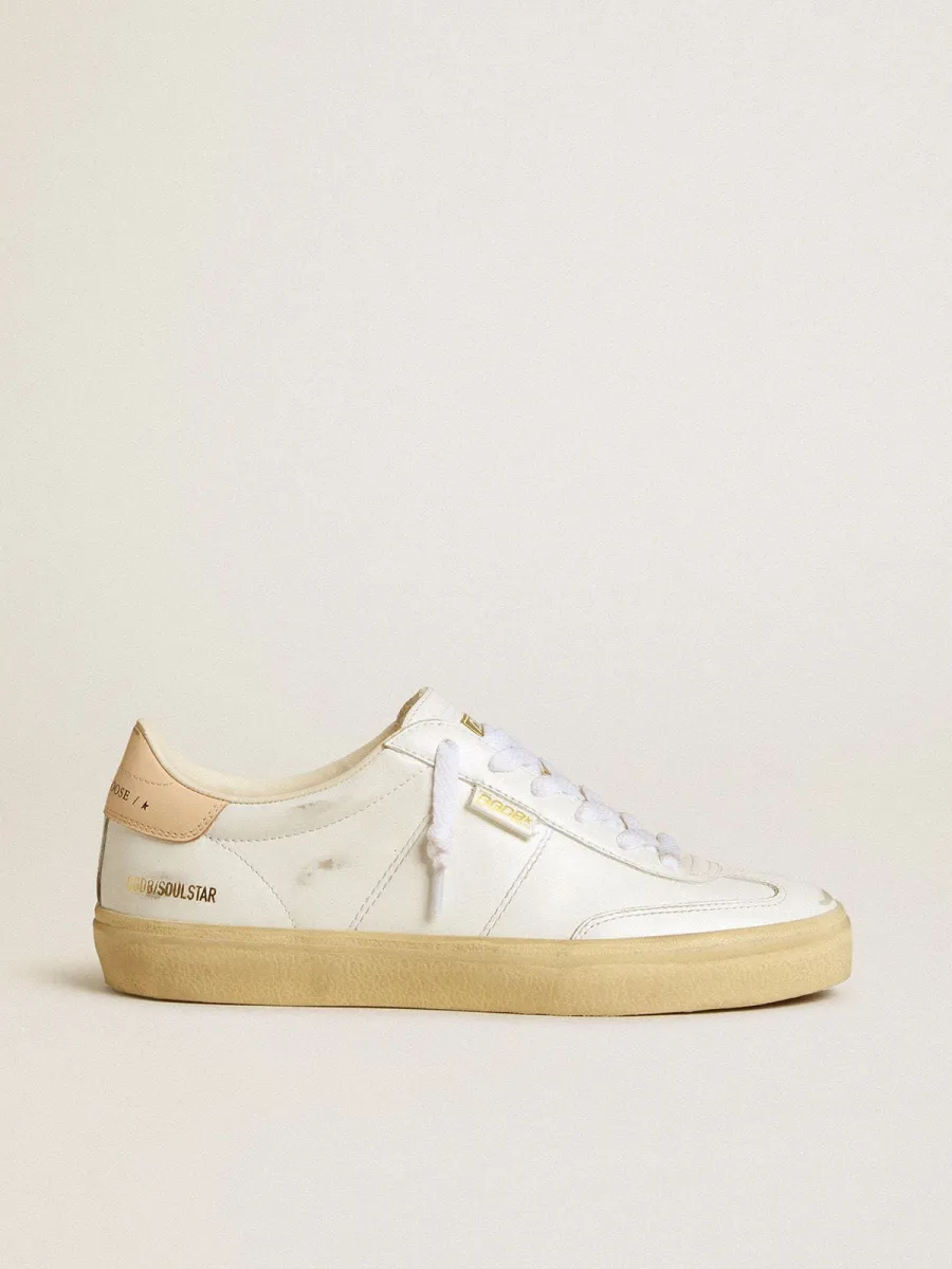 Soul Star Donna in pelle bianca con talloncino in pelle rosa
