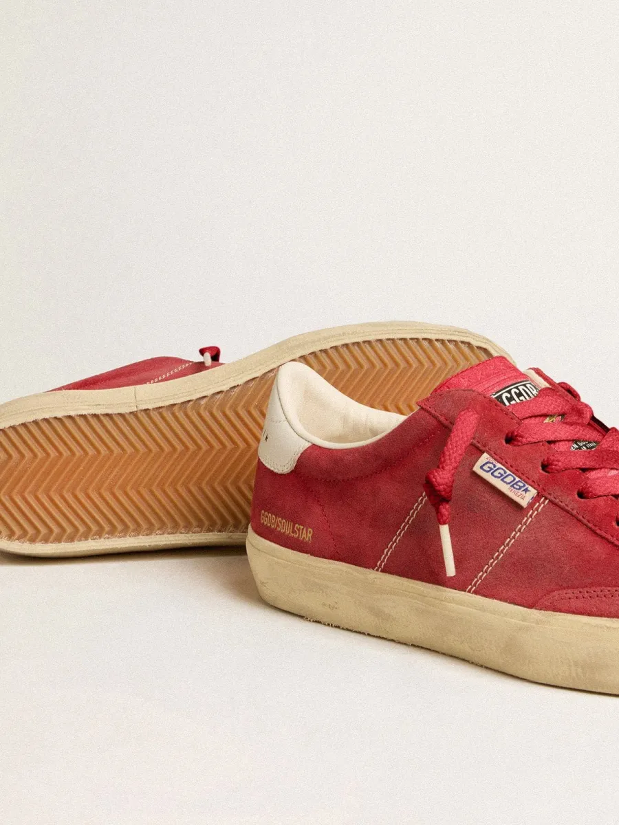 Soul Star Donna in suede rosso con talloncino in pelle color bianco
