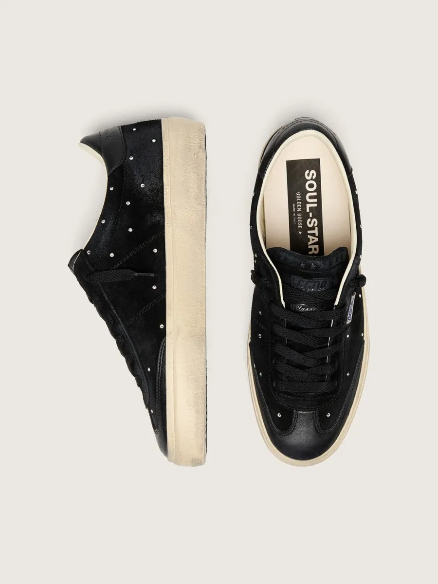 Soul Star donna in suede nero con Swarovski argento