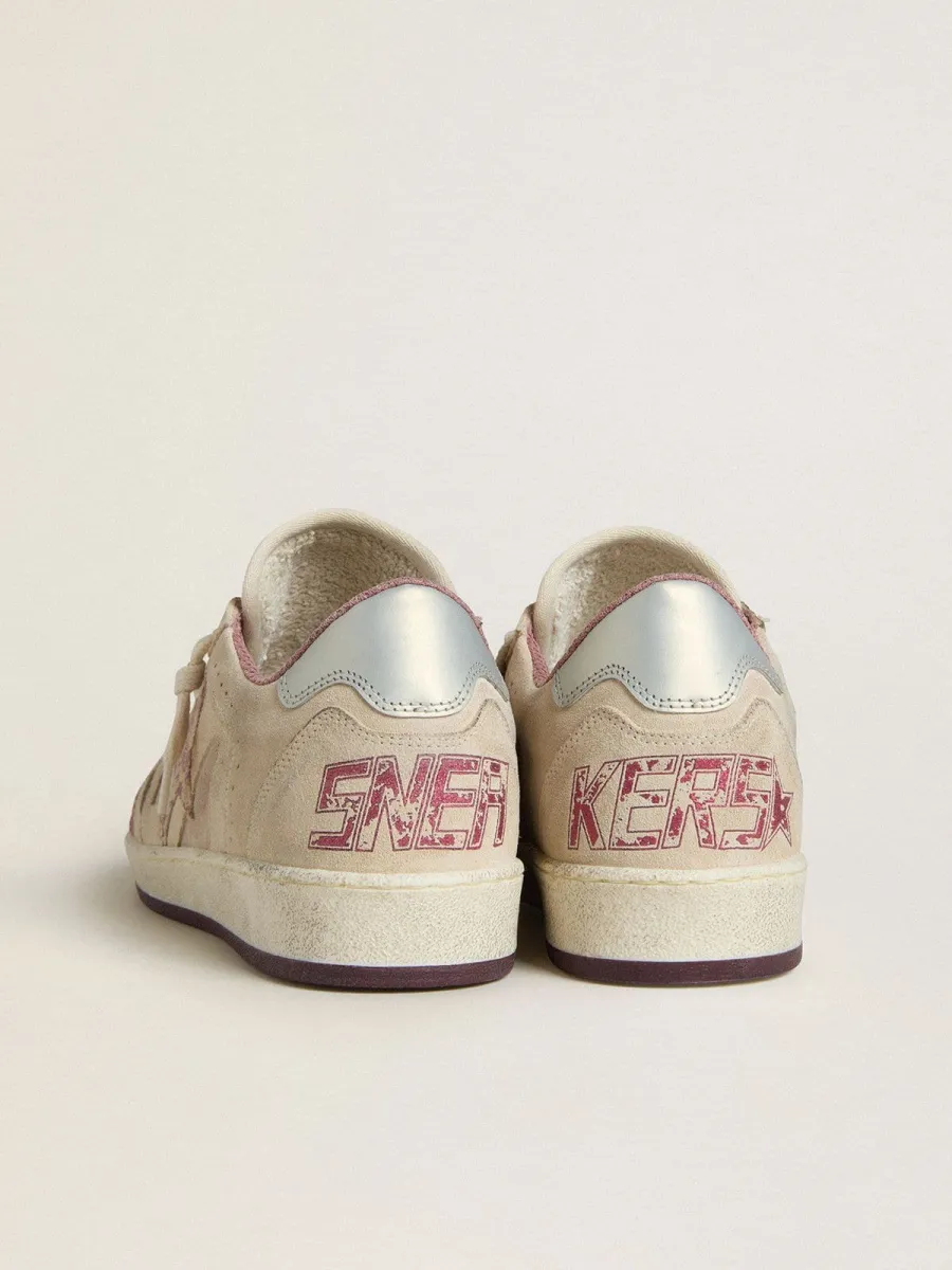 Ball Star Donna LTD in suede rosa e beige con talloncino in pelle grigio perla