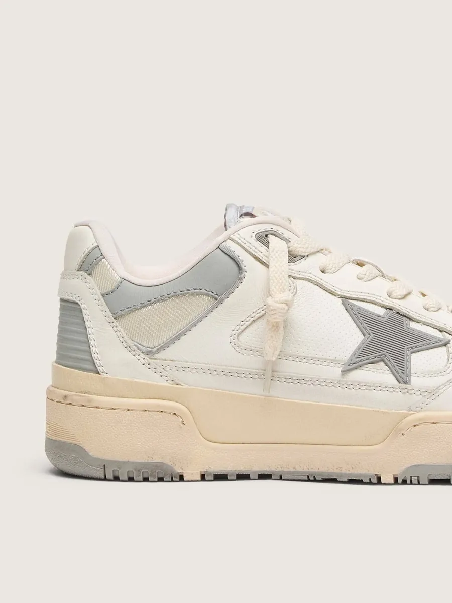 Forty2 Donna con stella grigia e talloncino in pelle bianca