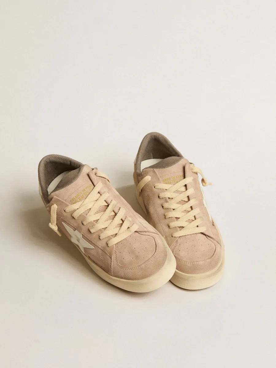 Stardan Donna in suede rosa antico con stella e talloncino in pelle bianca