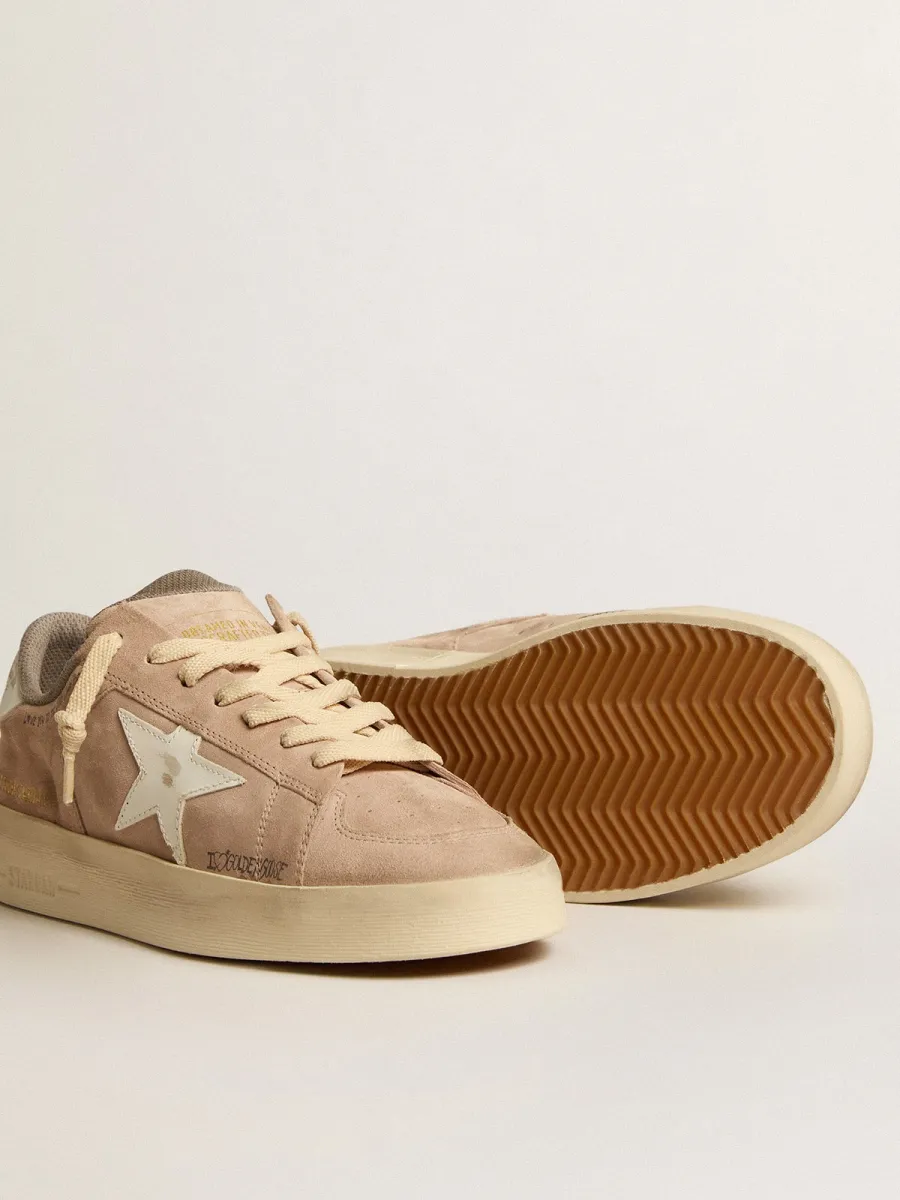 Stardan Donna in suede rosa antico con stella e talloncino in pelle bianca