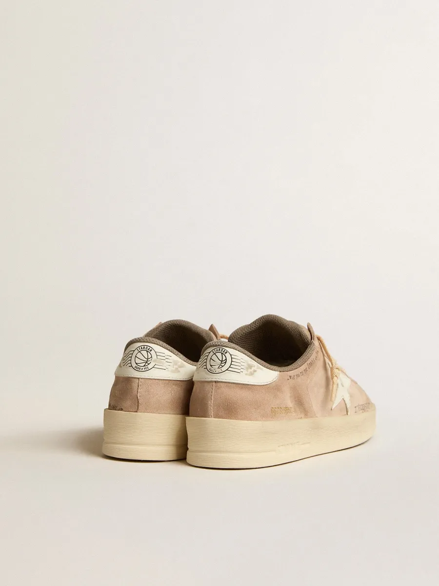 Stardan Donna in suede rosa antico con stella e talloncino in pelle bianca