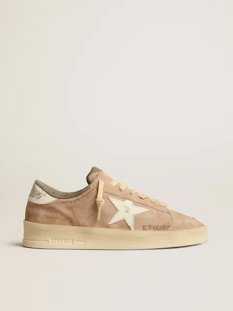 Stardan Donna in suede rosa antico con stella e talloncino in pelle bianca