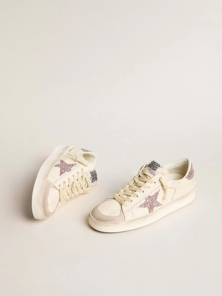 Stardan Donna in nappa e suede con stella e talloncino in glitter rosa