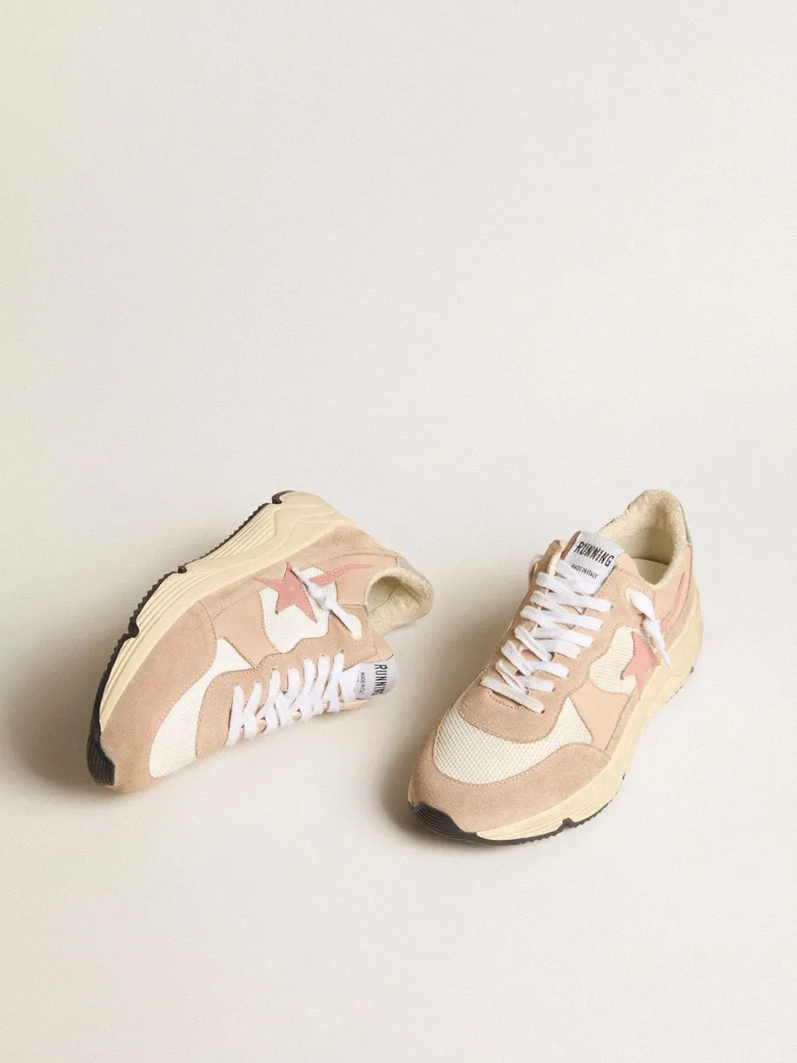 Running Sole Donna in rete e suede con stella rosa e talloncino argento