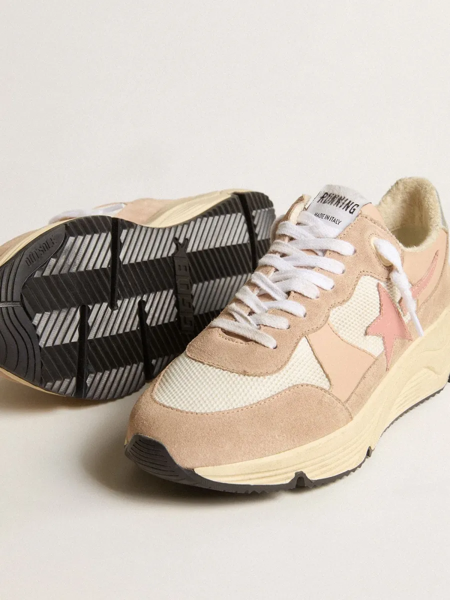 Running Sole Donna in rete e suede con stella rosa e talloncino argento