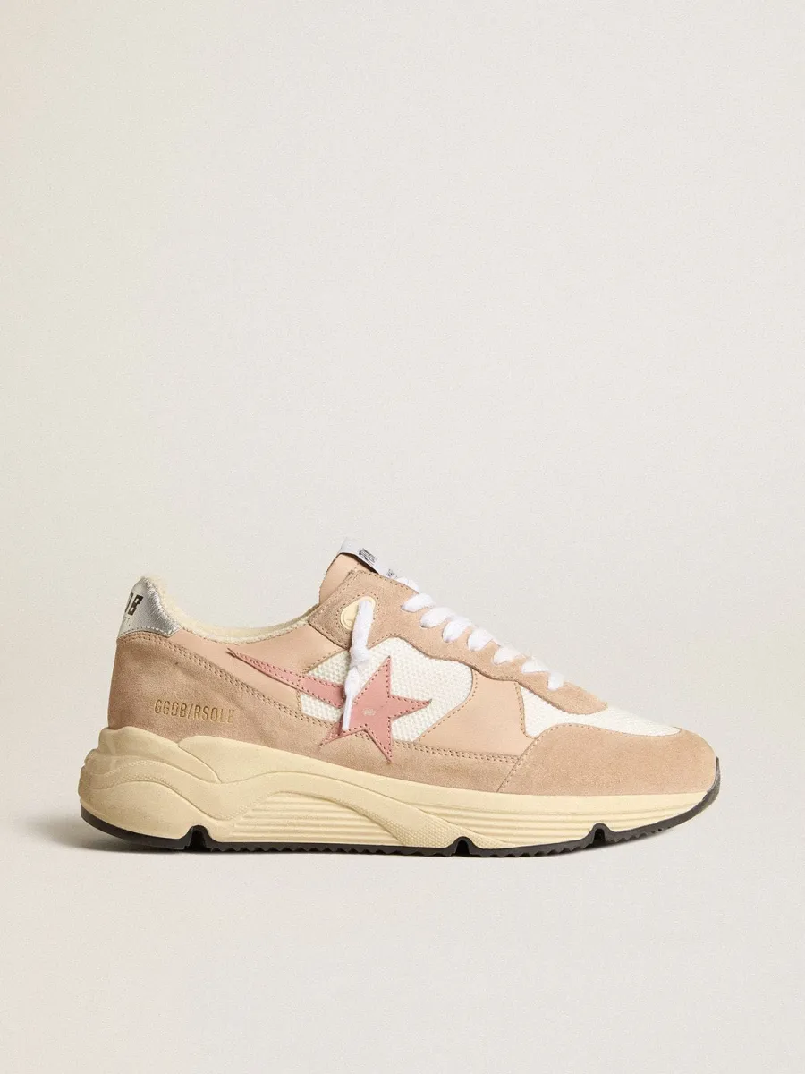 Running Sole Donna in rete e suede con stella rosa e talloncino argento