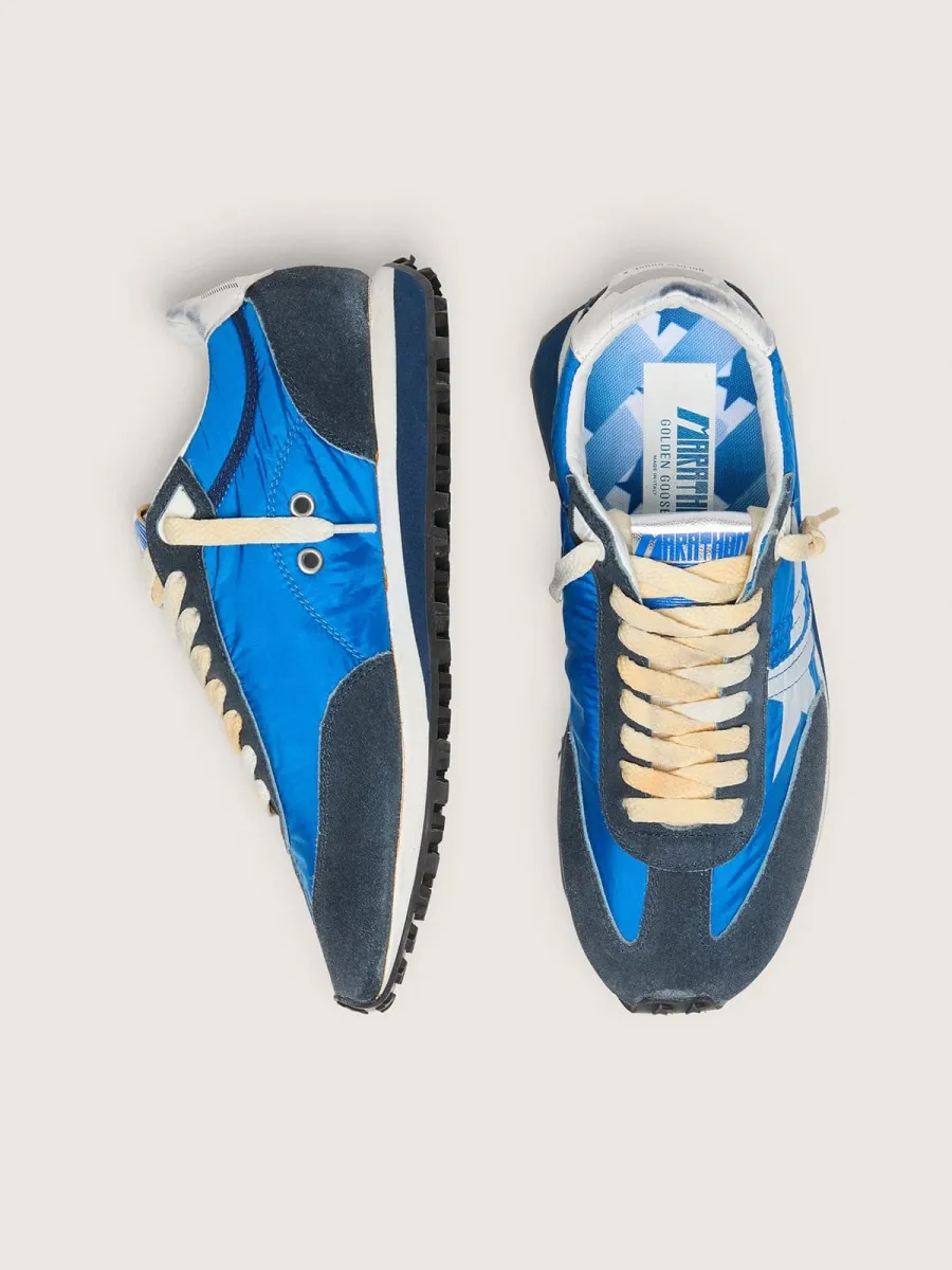 Marathon Donna con tomaia in nylon di colore blu e stella bianca