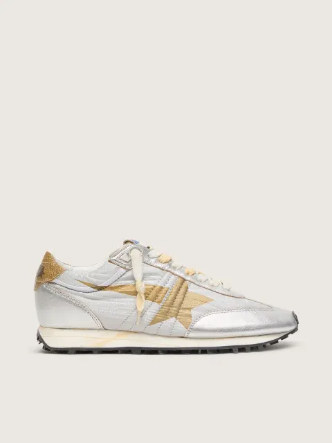 Marathon Donna con tomaia in nylon ripstop di colore argento e stella oro