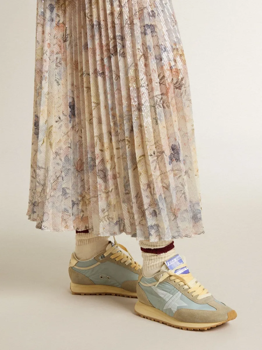Marathon Donna con tomaia in nylon azzurro e stella azzurro pastello
