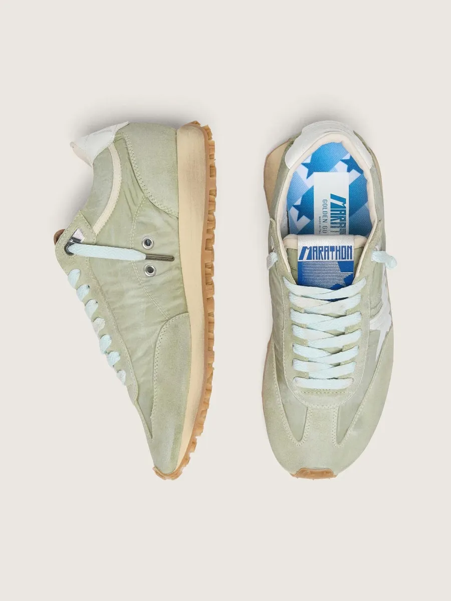 Marathon donna in nylon verde salvia con stella bianca
