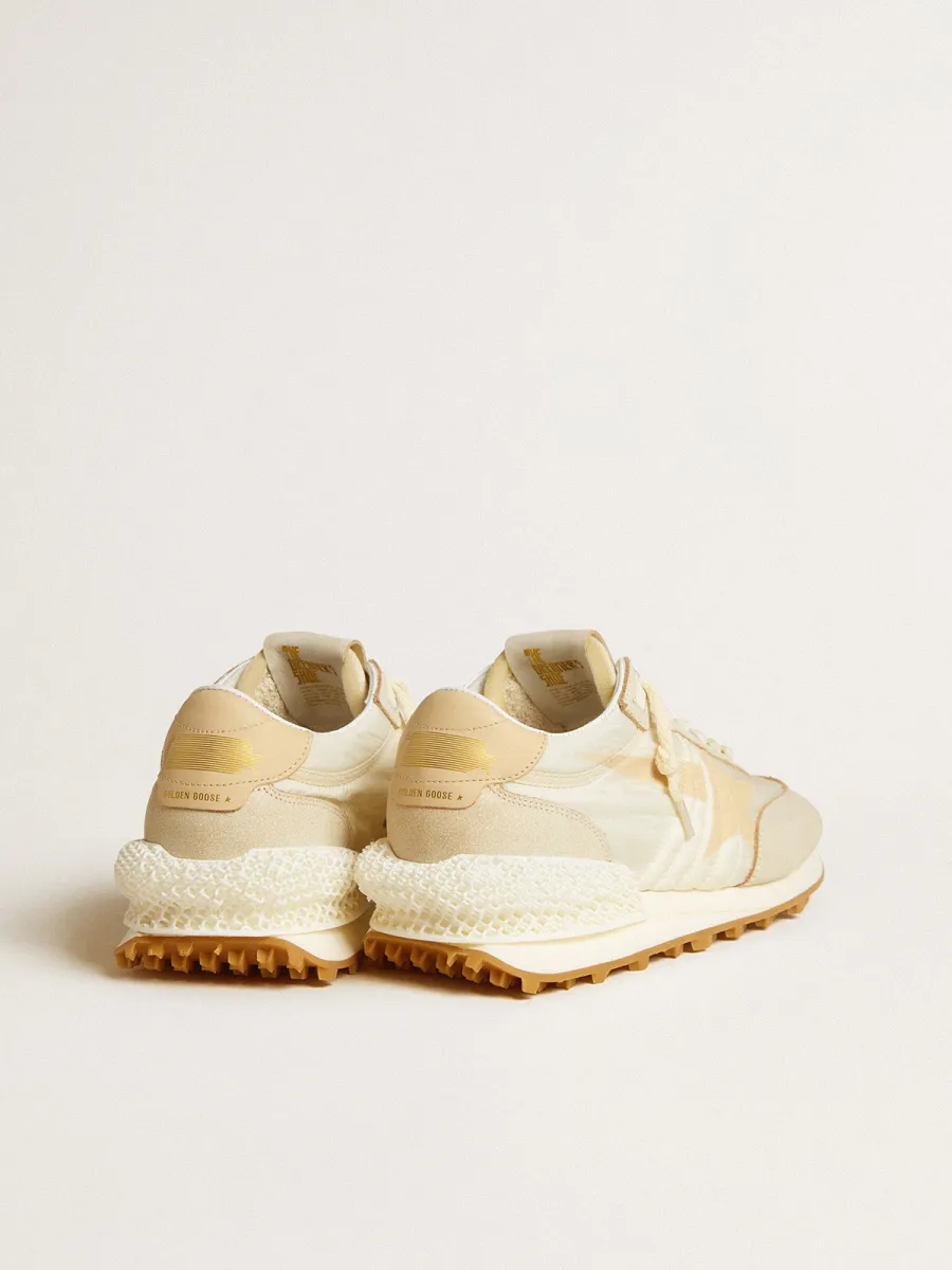 Marathon Donna in nylon beige e pelle grigia con stella stampata beige