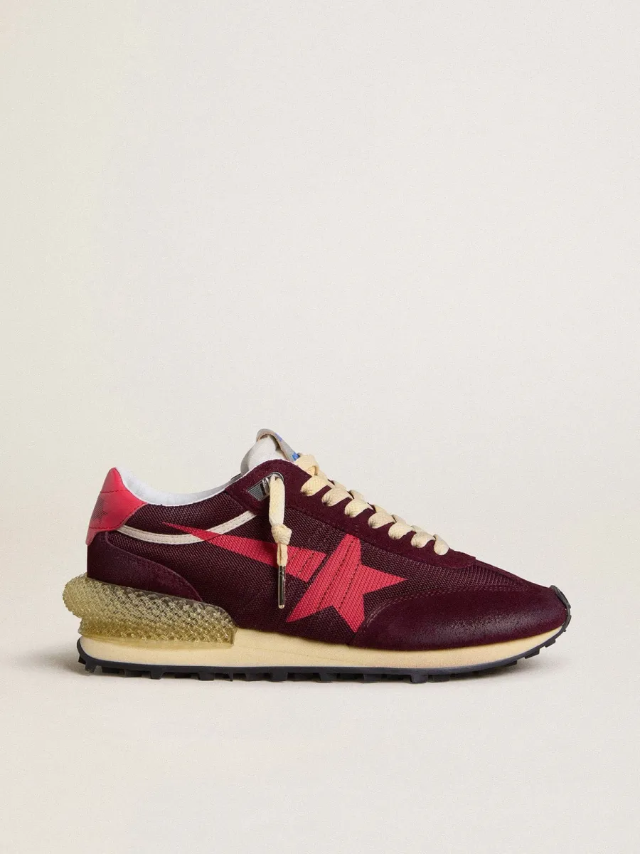 Marathon Donna in mesh e suede bordeaux con stella rosa stampata