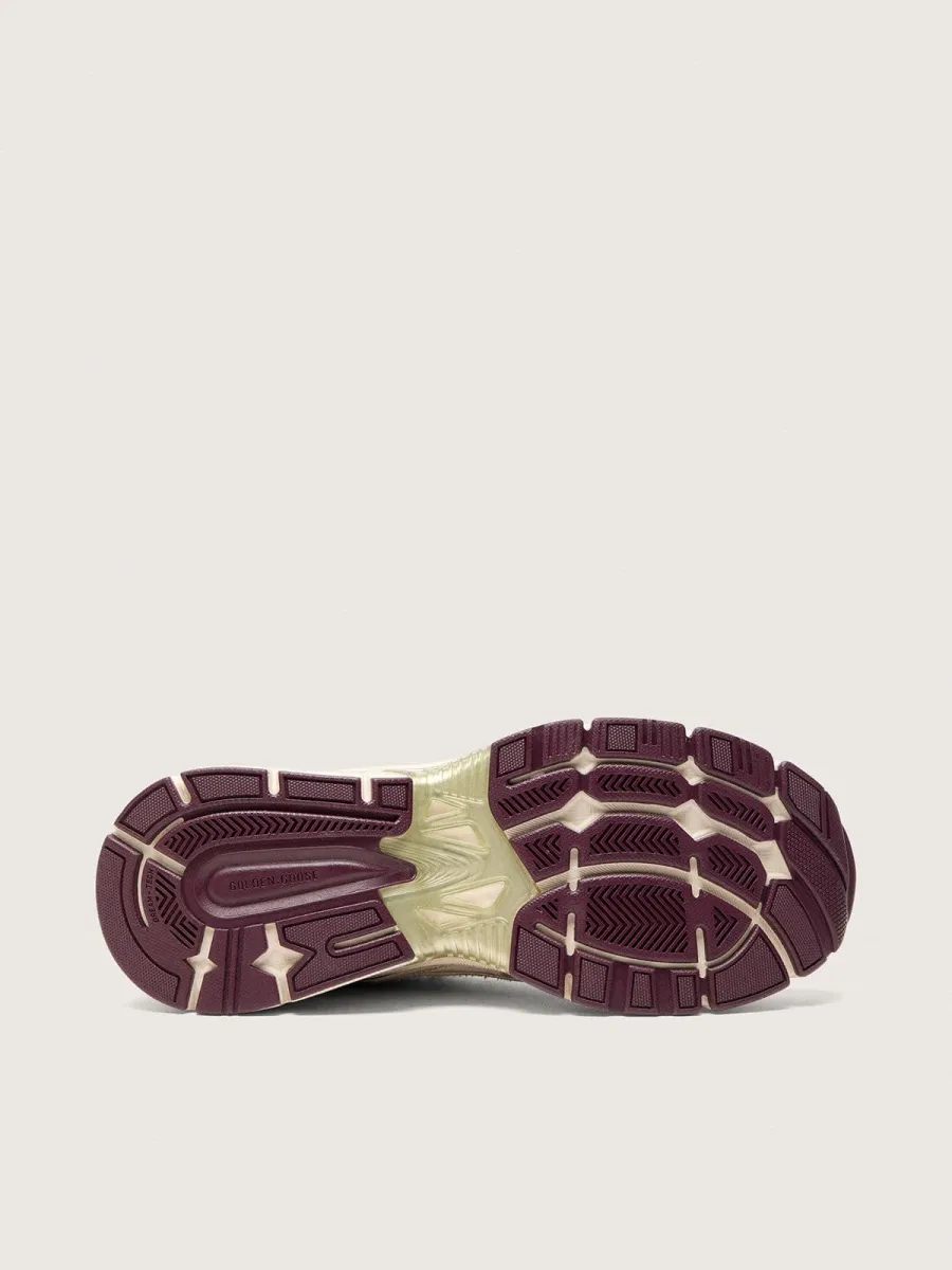 Lightstar Donna CNY in mesh e pelle bianchi con stella in TPU rosso vino