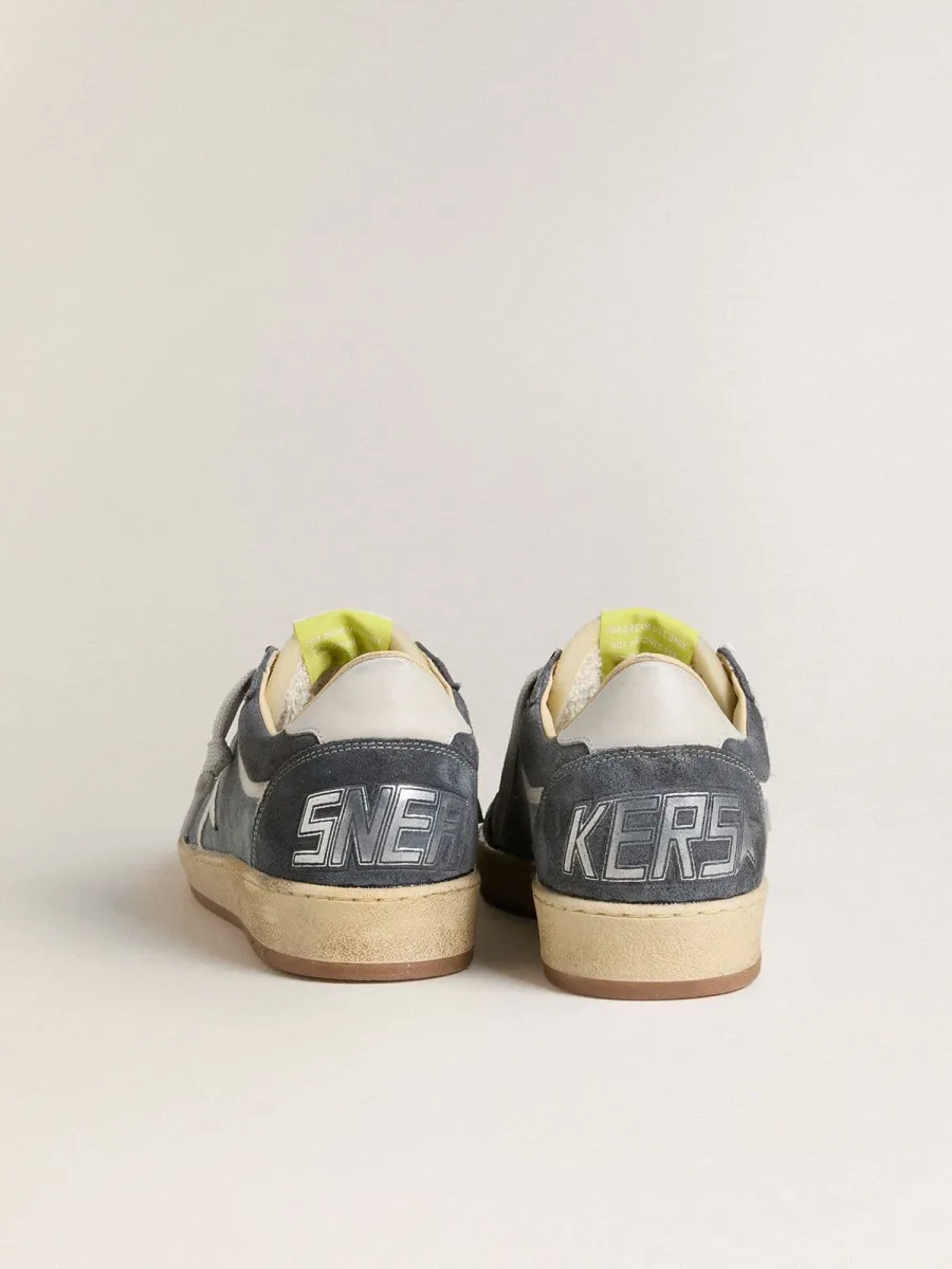 Ball Star Donna LTD in suede azzurro con stella e talloncino in pelle bianco latte