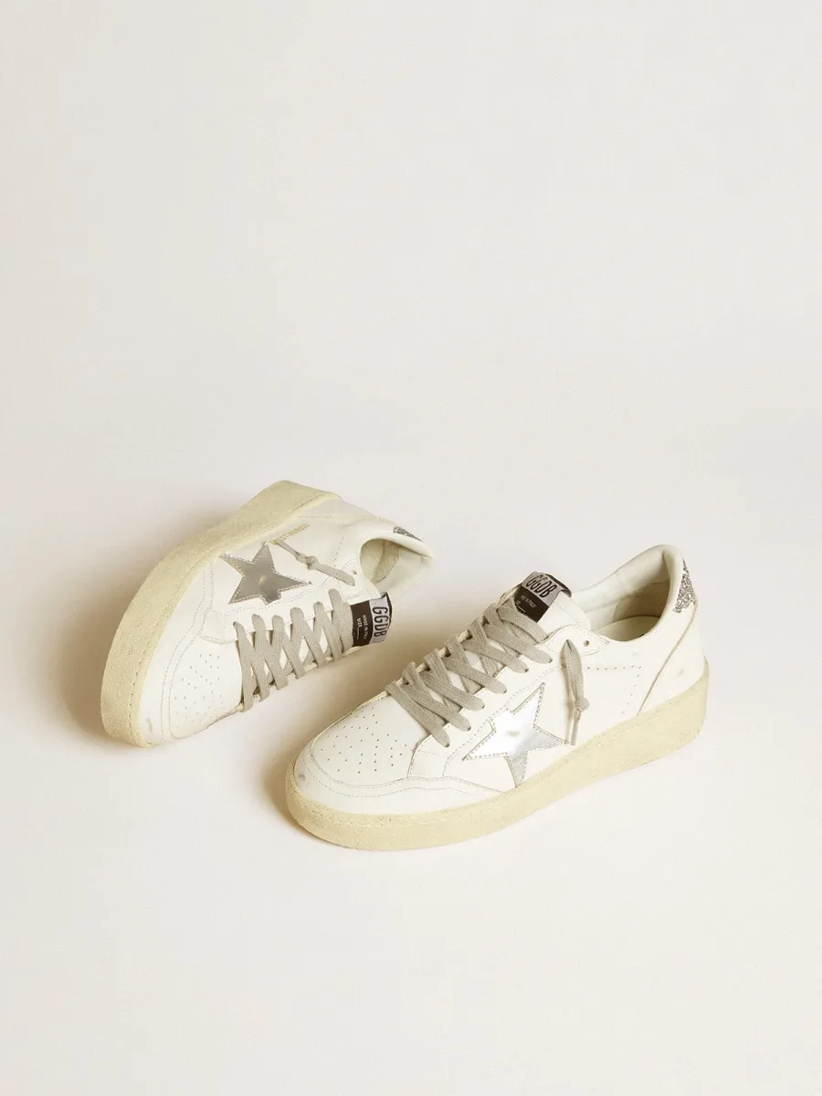 Ball Star Donna con stella in pelle argento e talloncino in glitter argento
