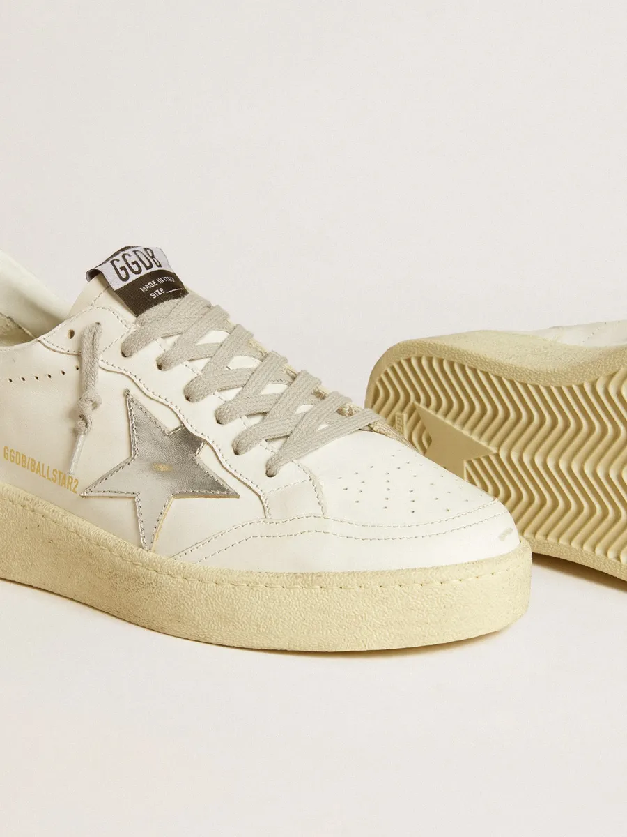 Ball Star Donna con stella in pelle argento e talloncino in glitter argento